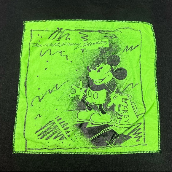 Vtg Disney Wear Mickey Mouse Crewneck Sweatshirt Sz Large 90s Scallop Cut B6 - Picture 2 of 7